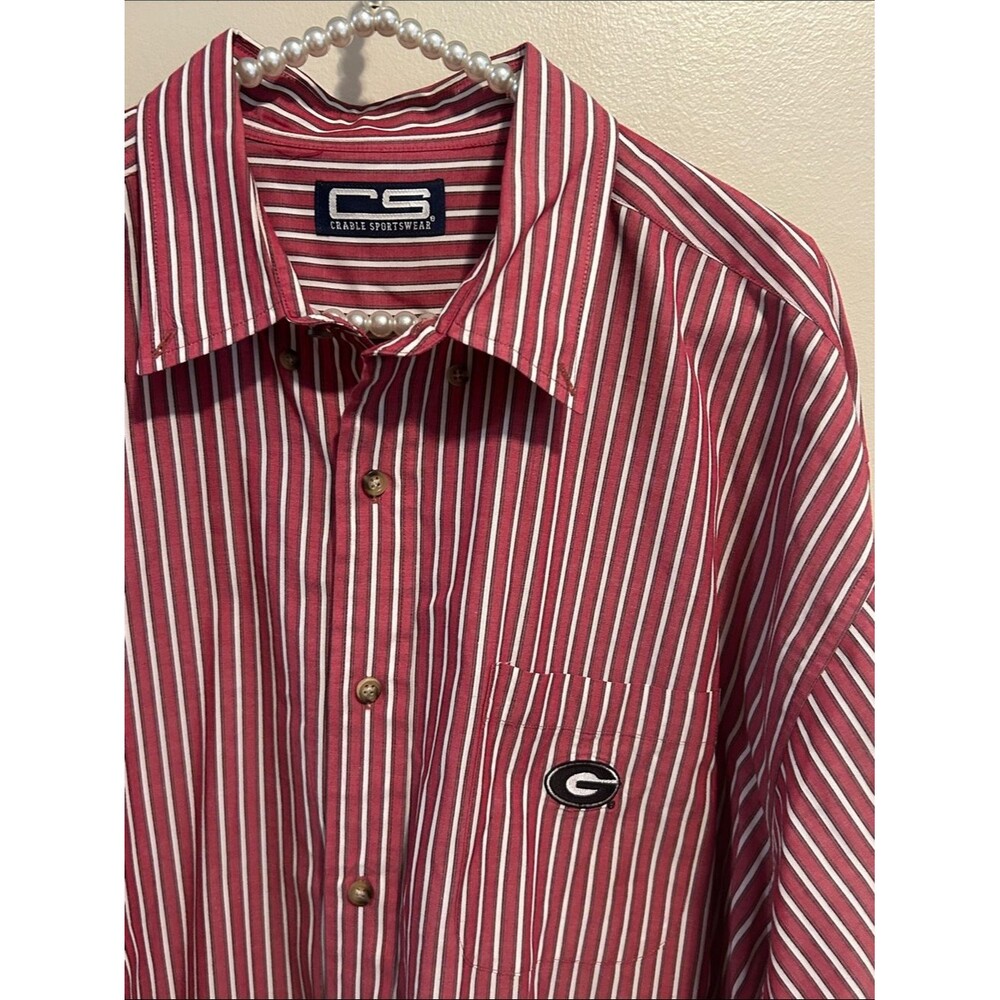 Vintage Crable Sportswear Georgia Bulldogs Striped Button Down Shirt Men's XL